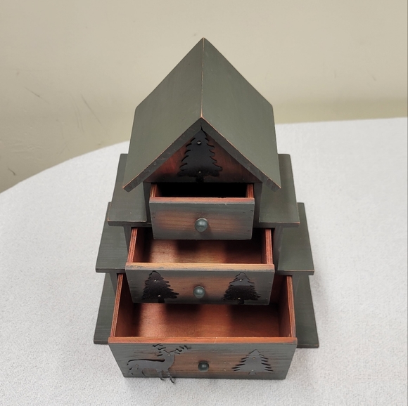 Deer and Pine Trees Cottage Cabinet - Picture 3 of 8